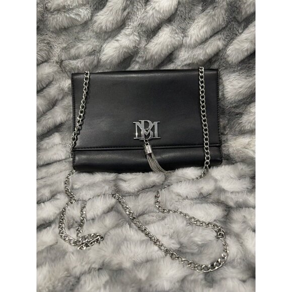 BADGLEY MISCHKA Black Vegan Leather Letter Bag With Tassel - Picture 1 of 10
